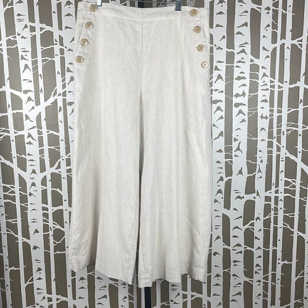 Ann Taylor The Easy Crop Linen High Rise Wide Leg Pants NEW 12